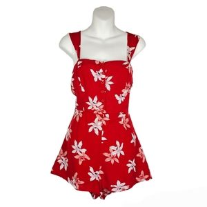 BB Dakota Floral Sleeveless Romper Red Size 6
